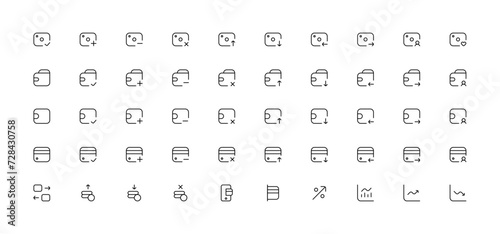 Set of icons related to Finance and payment. Linear icon collection. Editable stroke. Vector illustration
