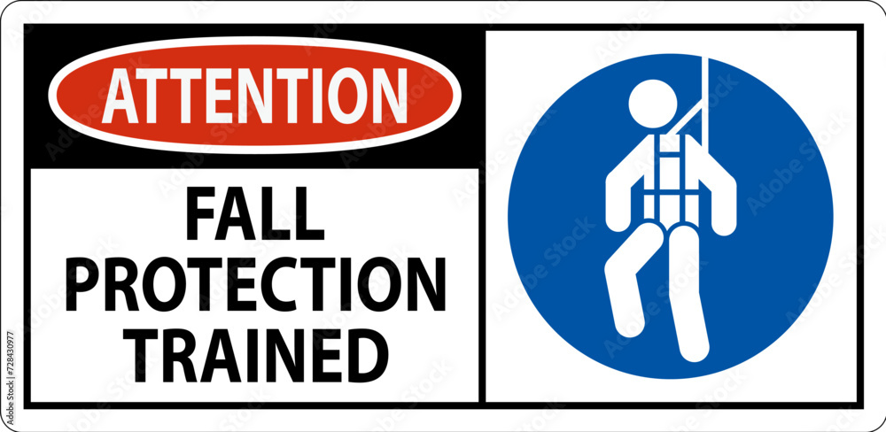 Hard Hat Decals, Attention Fall Protection Trained Hard Hat Decals, Attention Fall Protection Trained