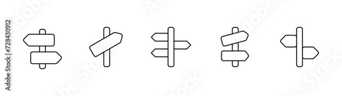 Many ways directional arrow icon set on white background Arrow road direction icon photo