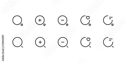 search icons set, on white background editable strocks vector
