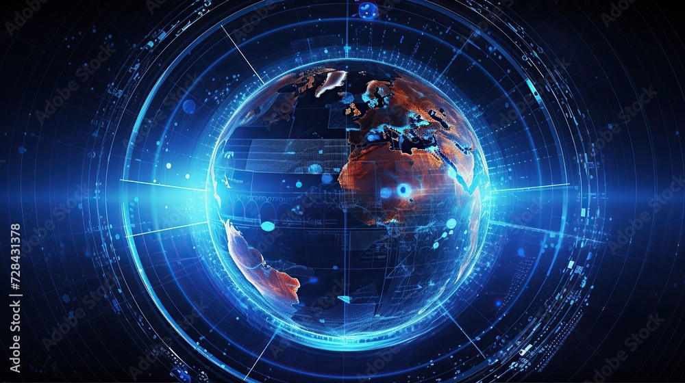 Obraz premium Digital Earth: Global Network Connectivity