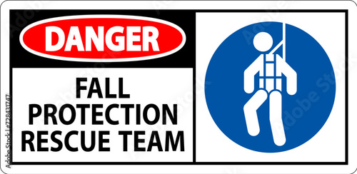 Hard Hat Decals, Danger Fall Protection Rescue Team