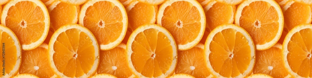 Food photography oranges slices texture background banner, fruits pattern with waterdrops, top view, flat lay, seamless pattern Food photography oranges slices texture background banner, fruits pattern with waterdrops, top view, flat lay, seamless pattern