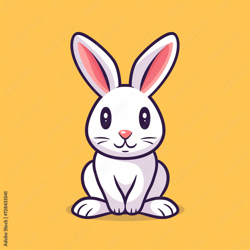 Fototapeta premium flat logo of easter bunny cartoon vector icon illustration. animal nature icon concept isolated premium vector