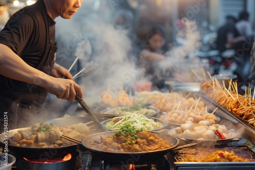 Street food in the market in orient photo