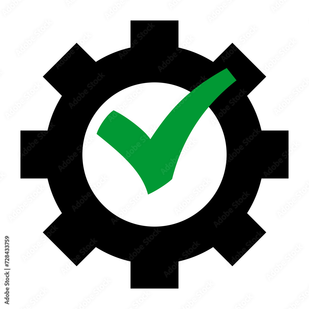 Gear and check mark symbol. Business life, time management. Black and White line art style, editable vector Illustration file on transparent background. Gear and check mark symbol. Business life, time management. Black and White line art style, editable vector Illustration file on transparent background.