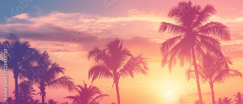 Tropical Sunset Serenity  Majestic Palm Trees Against a Vivid Sky  A Perfect Blend of Warmth and Tranquility