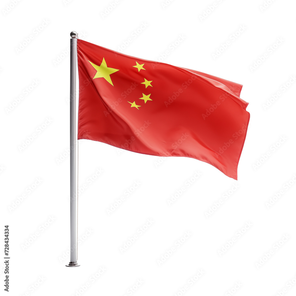 Chinese flag isolated on transparent and white background. Ideal for use in advertising. Generative ai Chinese flag isolated on transparent and white background. Ideal for use in advertising. Generative ai