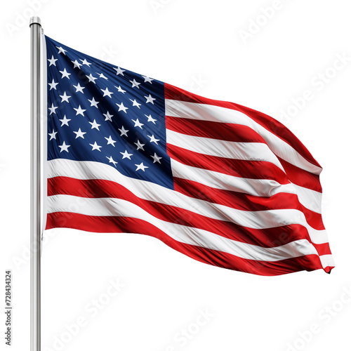 USA country flag. American flag isolated on transparent and white background. Ideal for use in advertising. Generative ai