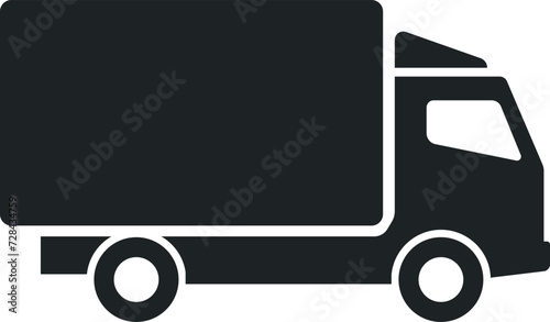 Cargo truck lorry automobile vehicle for moving and delivery transportation black icon vector flat