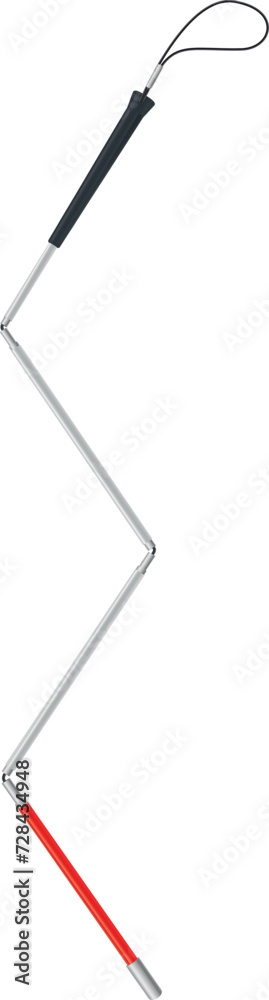 Folding walking stick blind disabled physical injury movement support realistic vector