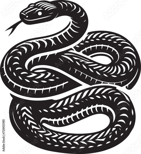 Black Mamba Snake Silhouette, Isolated Vector Illustration