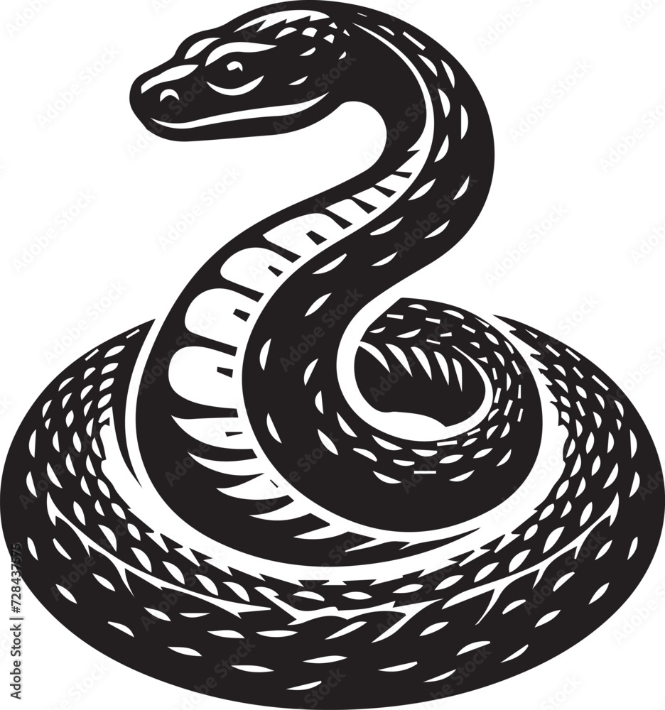 Fototapeta premium Biggest anaconda Black silhouette snake