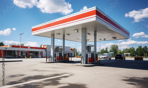 Gas station during summer sunny day