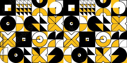 Seamless vector abstract background in yellow color, geometric seamless pattern, tiling endless wallpaper with geometrical shapes structure.