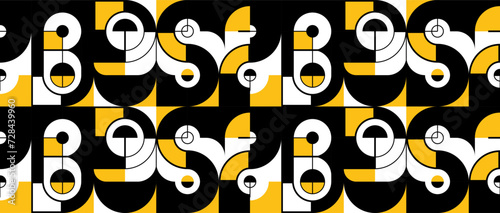 Seamless vector abstract background in yellow color, geometric seamless pattern, tiling endless wallpaper with geometrical shapes structure.