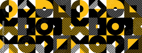 Seamless vector abstract background in yellow color, geometric seamless pattern, tiling endless wallpaper with geometrical shapes structure.