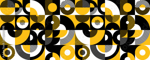 Seamless vector abstract background in yellow color, geometric seamless pattern, tiling endless wallpaper with geometrical shapes structure.