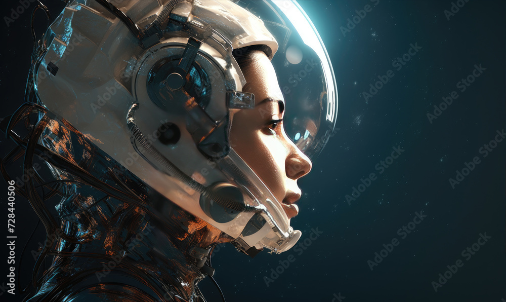 Profile portrait of astronaut in helmet Profile portrait of astronaut in helmet