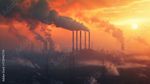 Gas emissions and pollution of factories  polluted air and its impact on human health  greenhouse effect