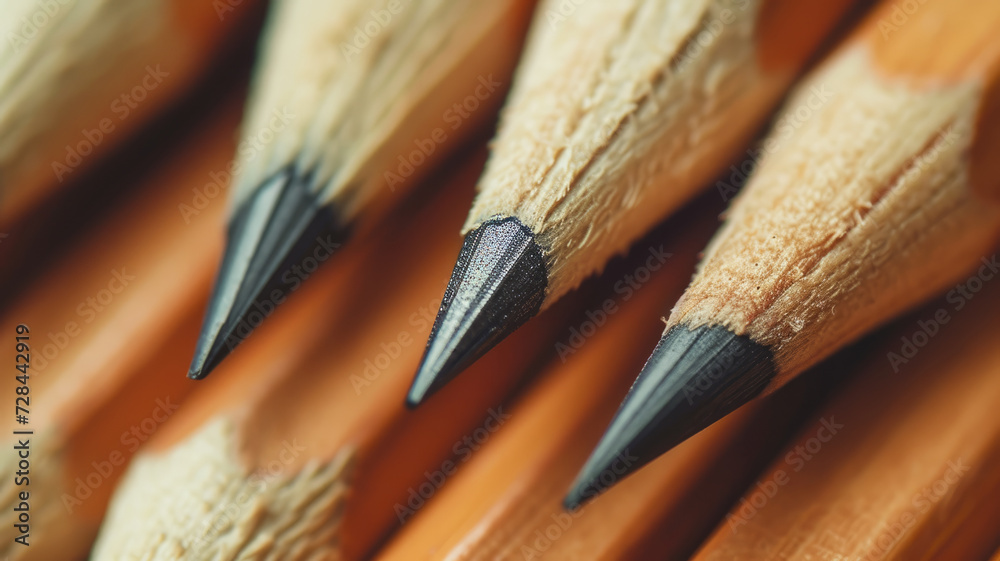 Obraz premium Macro photo of sharp pencils.