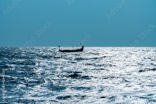 Wallpaper Mural Boat floating on the sea no men zone, beautiful mist at Alleppey beach Kerala  Torontodigital.ca
