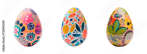A set of colored painted Easter eggs, colorful colorful Easter eggs cut from the background, isolated Easter egg kit