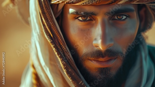 Image of a Wise handsome Arab Muslim Man with beautiful gaze