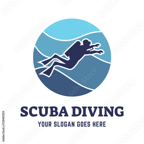 Scuba diving logo design, perfect for diving school and under water adventure logo design