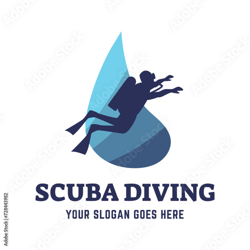 Scuba diving logo design, perfect for diving school and under water adventure logo design