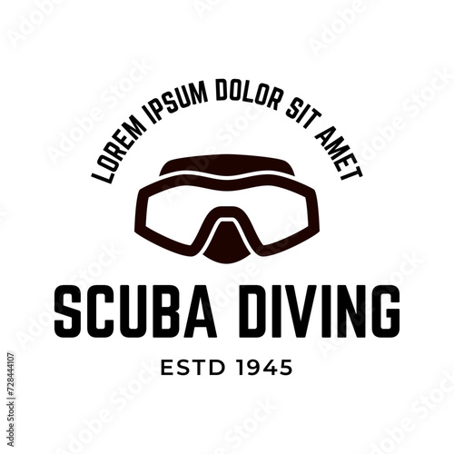 Scuba Diving Vector Logo Design Illustration of Under Water Swimming Equipment