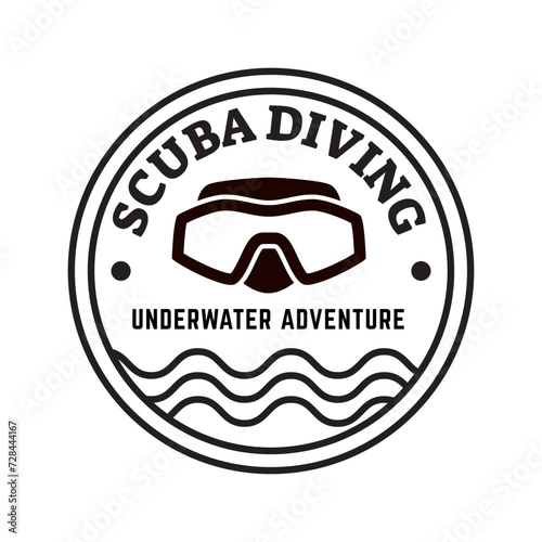 Scuba Diving Vector Logo Design Illustration of Under Water Swimming Equipment