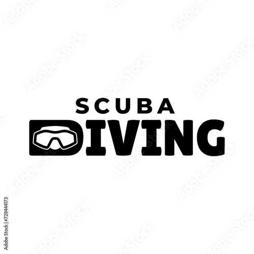 Scuba Diving Vector Logo Design Illustration of Under Water Swimming Equipment