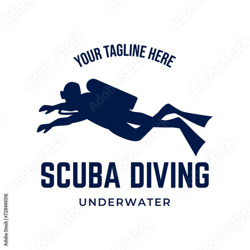 Scuba diving logo design, perfect for diving school and under water adventure logo design