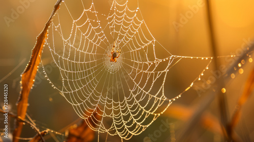 Spider web in sunlight.