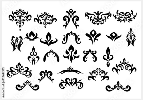 Vintage element isolated. Damask pattern. Engraving stencil Vector stock illustration. EPS 10 photo