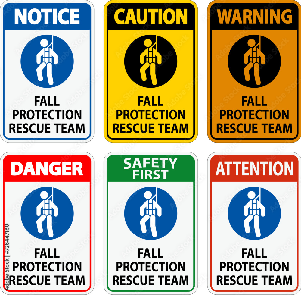 Hard Hat Decals, Danger Fall Protection Rescue Team Hard Hat Decals, Danger Fall Protection Rescue Team