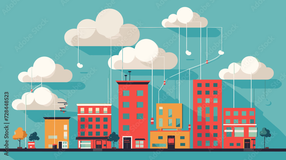 Cloud computing. A digital service or application with data transmission. Network computing technologies. Futuristic Server. Digital space. Data storage. Vector illustration Cloud computing. A digital service or application with data transmission. Network computing technologies. Futuristic Server. Digital space. Data storage. Vector illustration