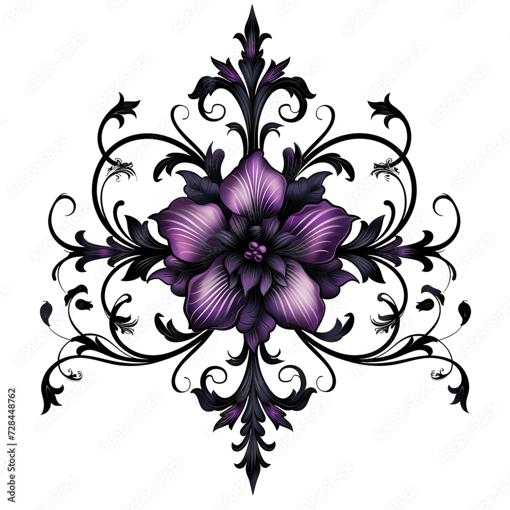 Fototapeta premium Futuristic ornamentation, tattoo,abstract floral background