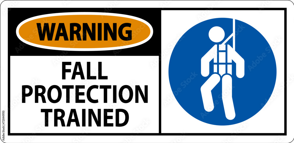 Hard Hat Decals, Warning Fall Protection Trained Hard Hat Decals, Warning Fall Protection Trained