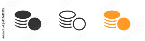 Stack of coins, money. Business and salary. Outline flat and colored vector illustration.