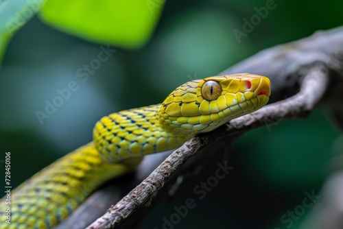 Antiguan racer snake on a branch