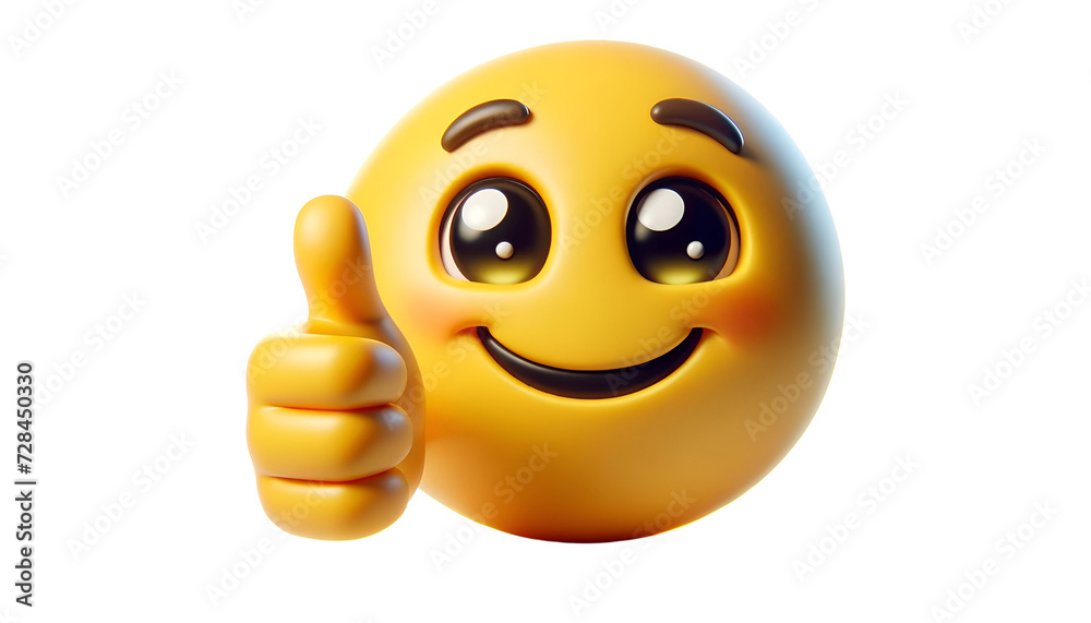 3d yellow emoji with thumbs up