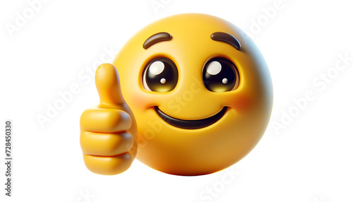 3d yellow emoji with thumbs up