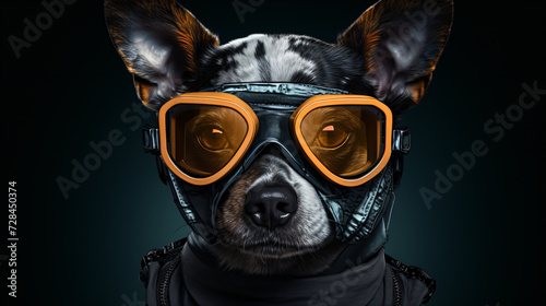 Dog with a mask and glasses © Little