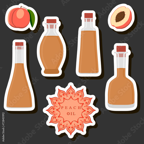 Illustration on theme big set different types liquid oil, bottle various size