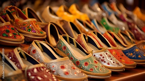 Various types of Indian jutti footwear selling in the shopping mall