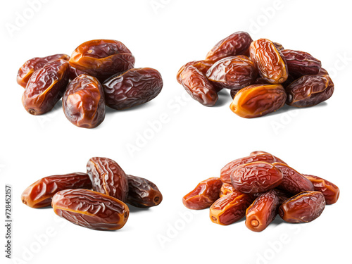 Dates fruit close up isolated on transparent background. Ramadan special dish