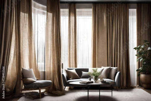 Layered curtains: Texture and depth for a rich aesthetic. 