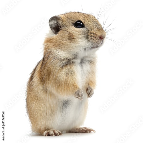 Arctic Lemming standing side view isolated on white background, photo realistic.